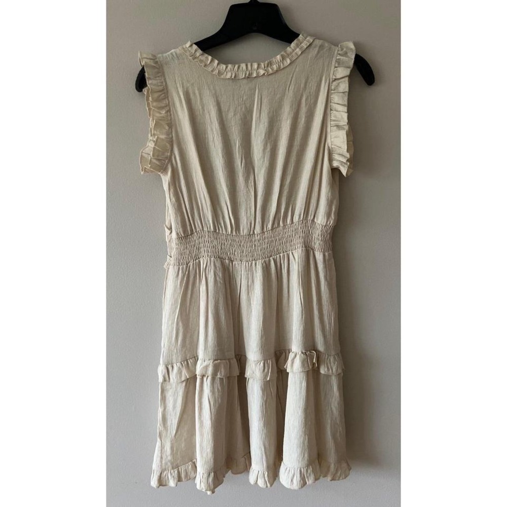 Pinch Ruffled V-Neck Ruffled Mini Dress Cream Small - Picture 2 of 5